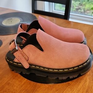 Dr. Martens Dusty Pink Suede Clogs Size 7 UK, 8 USM, 9 USL